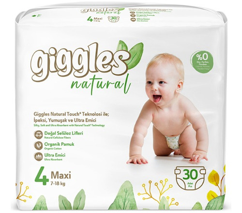 Giggles Natural 4 (maxi) Pañal Ecológico Eco Friendly 30un