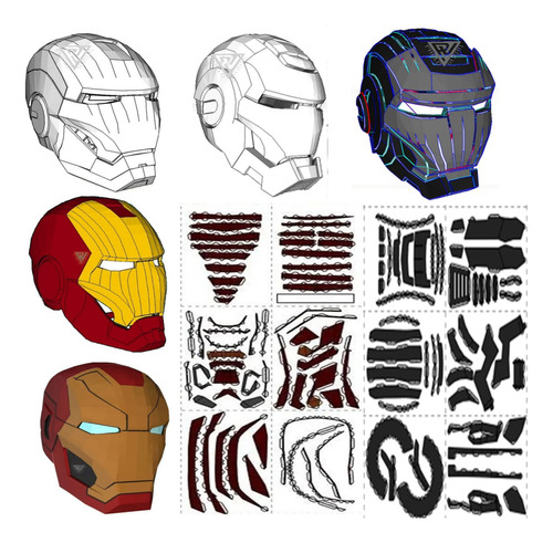 Cascos Iron Man + War Machine (x5) Pdo Papercraft (x Mail)