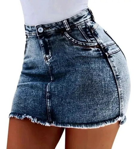 Minifalda Corta De Jean Para Mujer