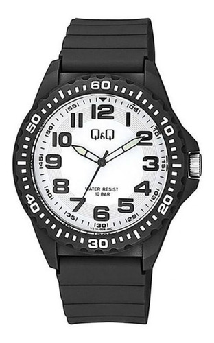 Reloj de pulsera Q&Q VS16J006Y de cuerpo color negro, para hombre, con correa de silicona color negro