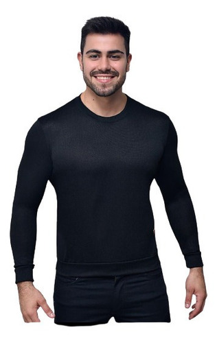 Buzo Sweater Hombre Entallado Liso Lanilla Premium