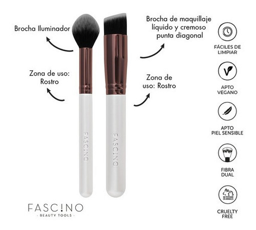 Imagen 3 de 5 de Set 15 Brochas Y Pinceles De Maquillaje Crueltyfree Fascino
