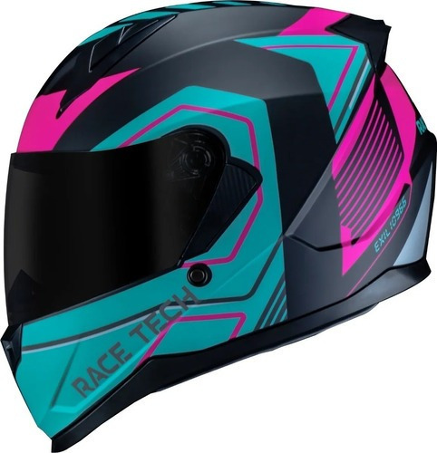 Capacete Race Tech Sector Exilio Matte Black Fucsia