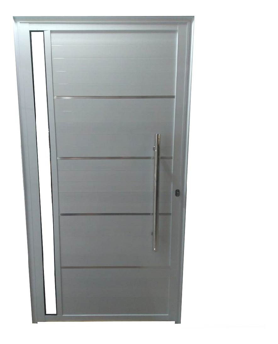 porta pivotante de alumínio branco 210x100 l25 friso e vidro