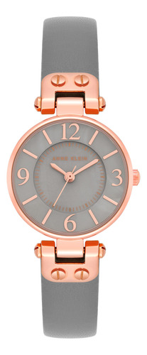 Reloj Anne Klein, Correa De Piel Para Mujer, Gris, Resistent