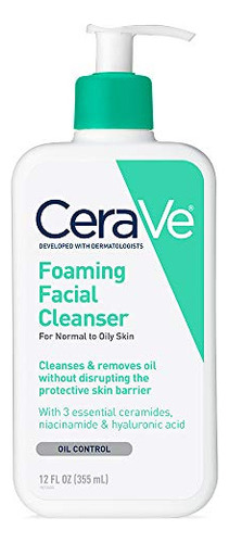 Limpiador Facial Cerave Foaming, 355 Ml, Para Piel Grasa Dia