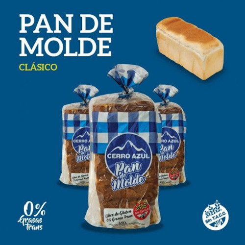 Pan Cerro Azul Sin T.a.c.c Sin Gluten 450g Sin Gluten Original (Azul)