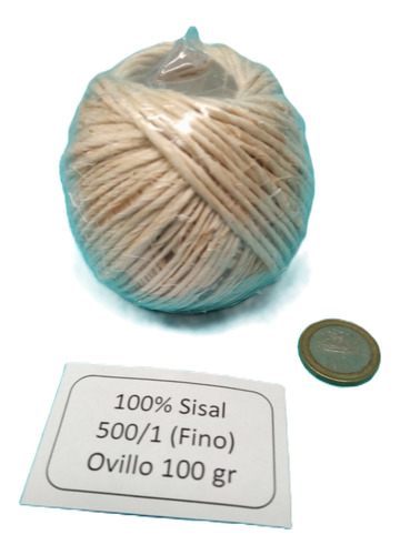 Ovillo Hilado Sisal Fino 100% Natural (100 Gr)