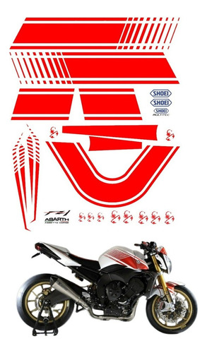 Kit Adesivos Para Yamaha Fz1 Fazer 1000 Abhart 15072 Cor Vermelho