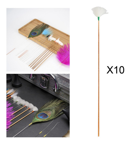 10 Uds. De Palillos De Pluma De Ganso, Cómodo Hilo Verde M