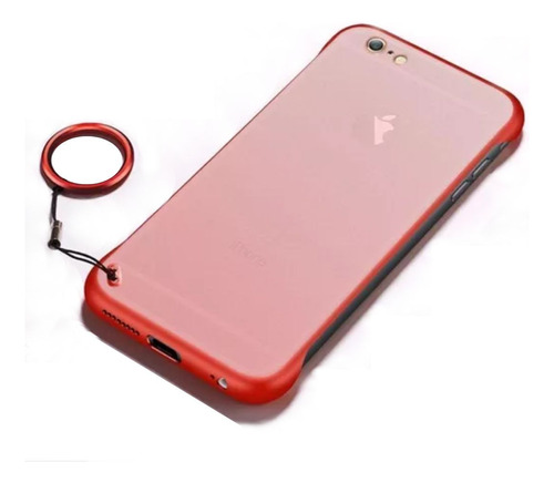 Carcasa Con Anillo Metálico Para iPhone 6 Plus Rojo