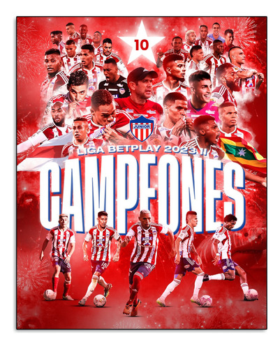 Cuadro Retablo Junior De Barranquilla Campeon 2023 50x70cm