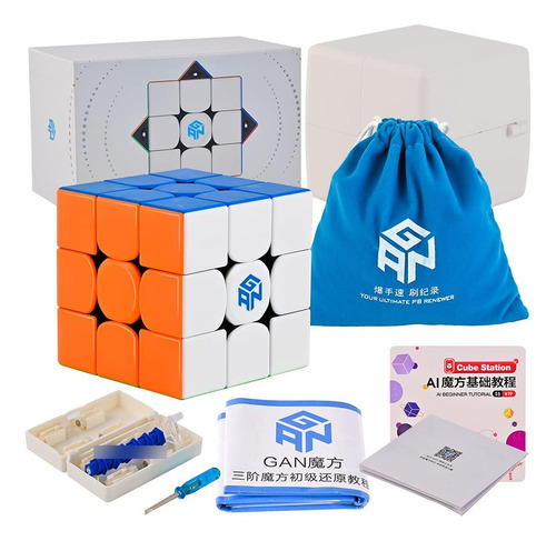 Cubo Gan 11m Pro 3x3 Magnético Sin Pegatinas Color Negro