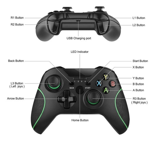 Imagen 9 de 10 de Control Joystick Inalámbrico Para Xbox One Pc Vibración Dual