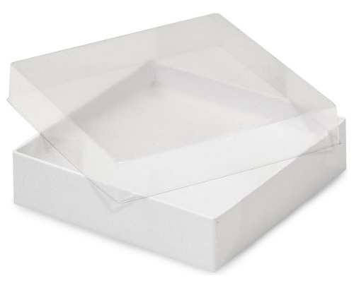 100 Unidad Caja Joyeria Solida 3.5 X 1  Base Blanca Algodon