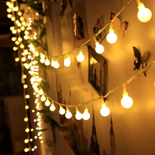 Imagen 4 de 10 de Bolitas Led Decoracion Retro Navidad Guirnalda 5 Mts Calido