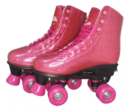 Patins Ajustáveis Roller Skate Rosa Glitter - Fenix