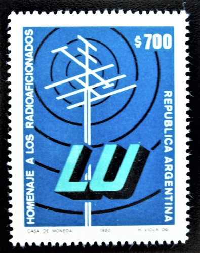 Argentina, Sello Gj 1970 Homenaje Radioafic 1980 Mint L5191