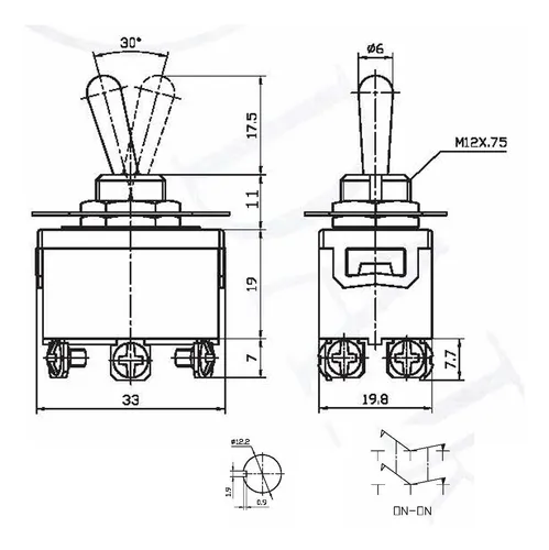 Llave Palanca 2 Polos On-on 15a 250v Dpst