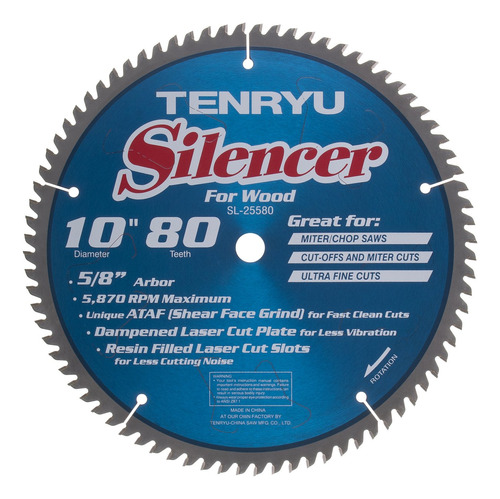 Disco Sierra Tenryu Sl-25580 De 10 Pulgadas - Preciso Corte