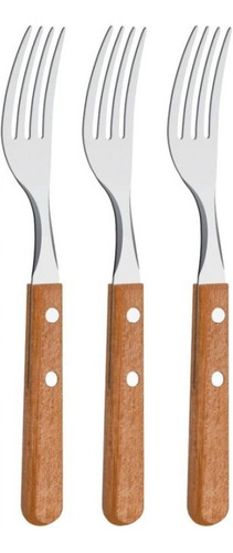 Set X6 Cubiertos Tenedores Madera Cocina Acero Inoxida Italy