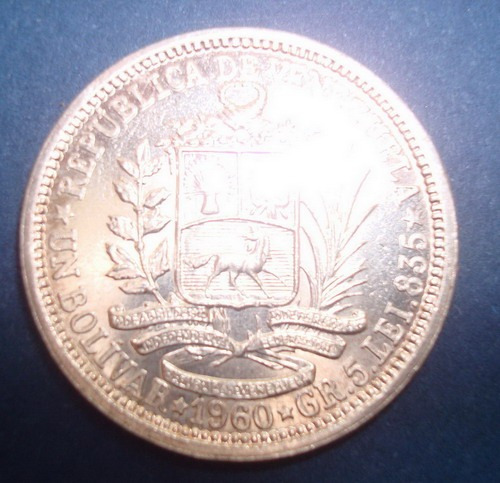 Moneda De Plata De 1 Bolivar Año 1960