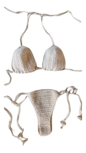 Bikini Basic Tejida En Crochet- Talle 90 Forrada - En Stock 