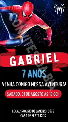 Convite Virtual Personalizado Tema Homem Aranha