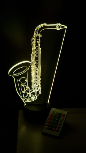 Imagen 6 de 8 de Lampara Led 3d Con Control Saxofon