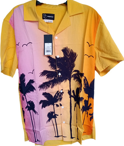 Camisa De Hombre, Original Use, Talla M, Yellow Palmeras