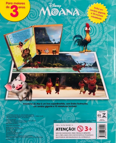 Livro Moana Aventuras Do Mar Com 10 Miniaturas Cenário Gigante Disney Capa Dura Em Português Editora Melhoramentos 2016