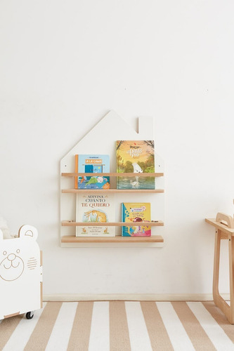 Imagen 7 de 10 de Repisa Casita Colgante Con Estantes Y Sujeta Libros Nordica