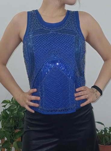 Imagen 5 de 8 de Musculosa Blusa Brillos Lentejuelas Bordadas Fiestas