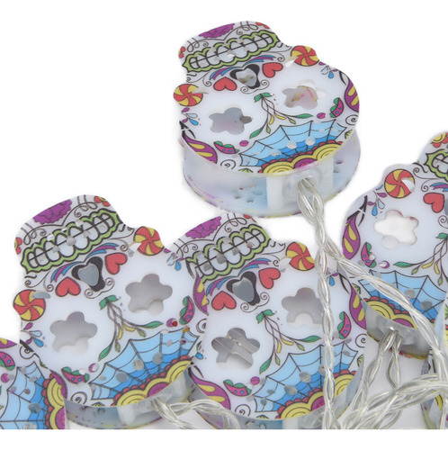 Cadena Led De 10 Luces Led Con Forma De Calavera Para Hallow