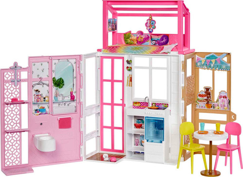 Casa De Muñecas Barbie Con 2 Niveles Y 4 Áreas De Juego