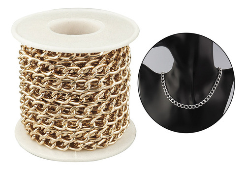 Rollo De Cadena De Eslabones De Acera De Oro Plateado Dorado