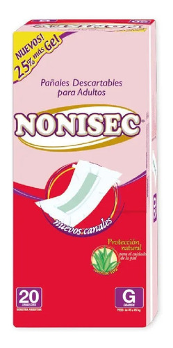 Pañales Adulto Nonisec Clasico Recto Talle G X 20 Pañales