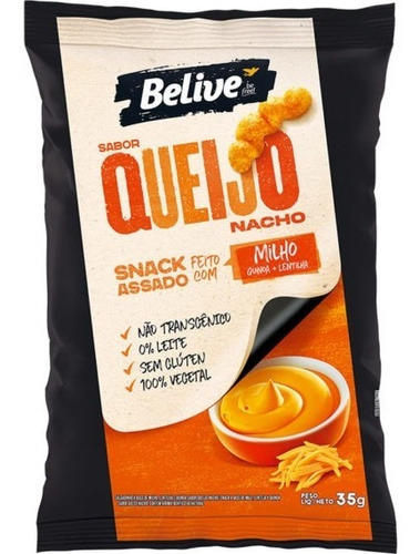 Belive Queijo Nacho Salgadinho Snack De Milho Sem Glúten 35g