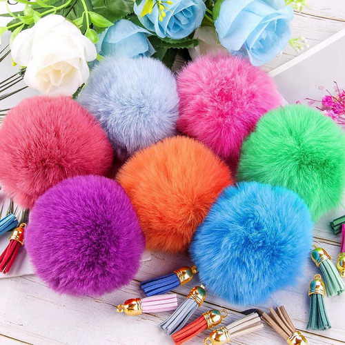 Juego De 160 Piezas De Llavero Con Pompones Y Borlas Con Pom