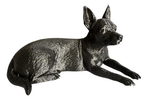 Perro Chihuahua Figura Escultura Decorativa 20 Cm Largo Negro