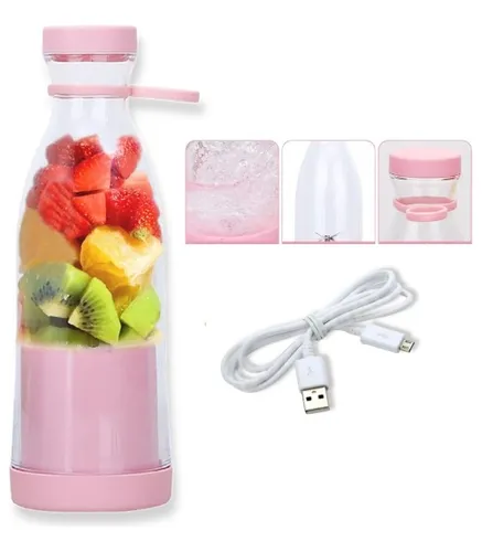 Mini Licuadora Portátil Recargable Usb Vaso De 380 Ml CELESTE