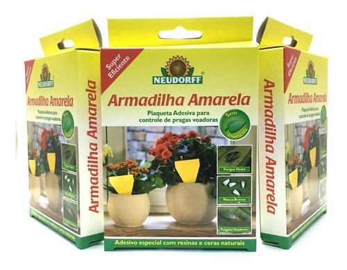 Armadilha Amarela / Plaqueta Adesiva Pequena Kit C/ 3 Und