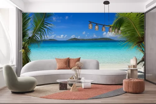 Vinilo decorativo para pared de playa, decoración de borde agrietado 3D de  vacaciones, paisaje extraíble, vinilo adhesivo para despegar y pegar