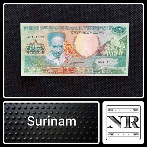 Imagen 1 de 4 de Surinam - 25 Gulden - Año 1988 - P #132 - Tucán