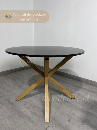 Comedor Mesa Cross Cubierta Madera Negra + 4 Sillas Windsor