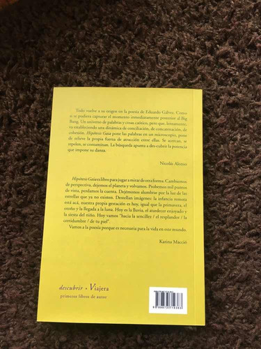 Imagen 2 de 3 de Libro Poesía Hipótesis Gaia Eduardo Gálvez Viajera Editorial