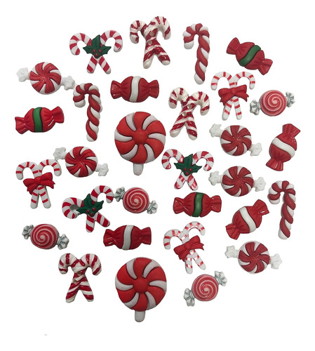 Botones Artesanales Buttons Galore Candy Cane, Paquete Super