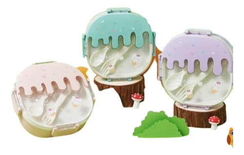 Lunchera Taper Vianda Infantil Cupcake Torta Con Cubiertos