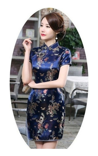 Vestido Tradicional Chino Qipao Cheongsam Corto Cheongsam