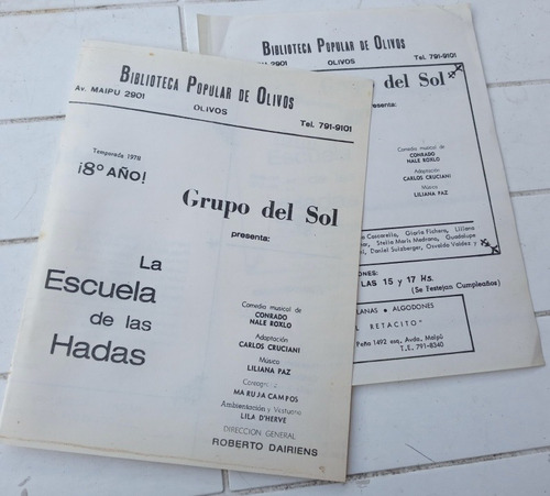 16 Programas De La Biblioteca Popular De Olivos 1978 Iguales